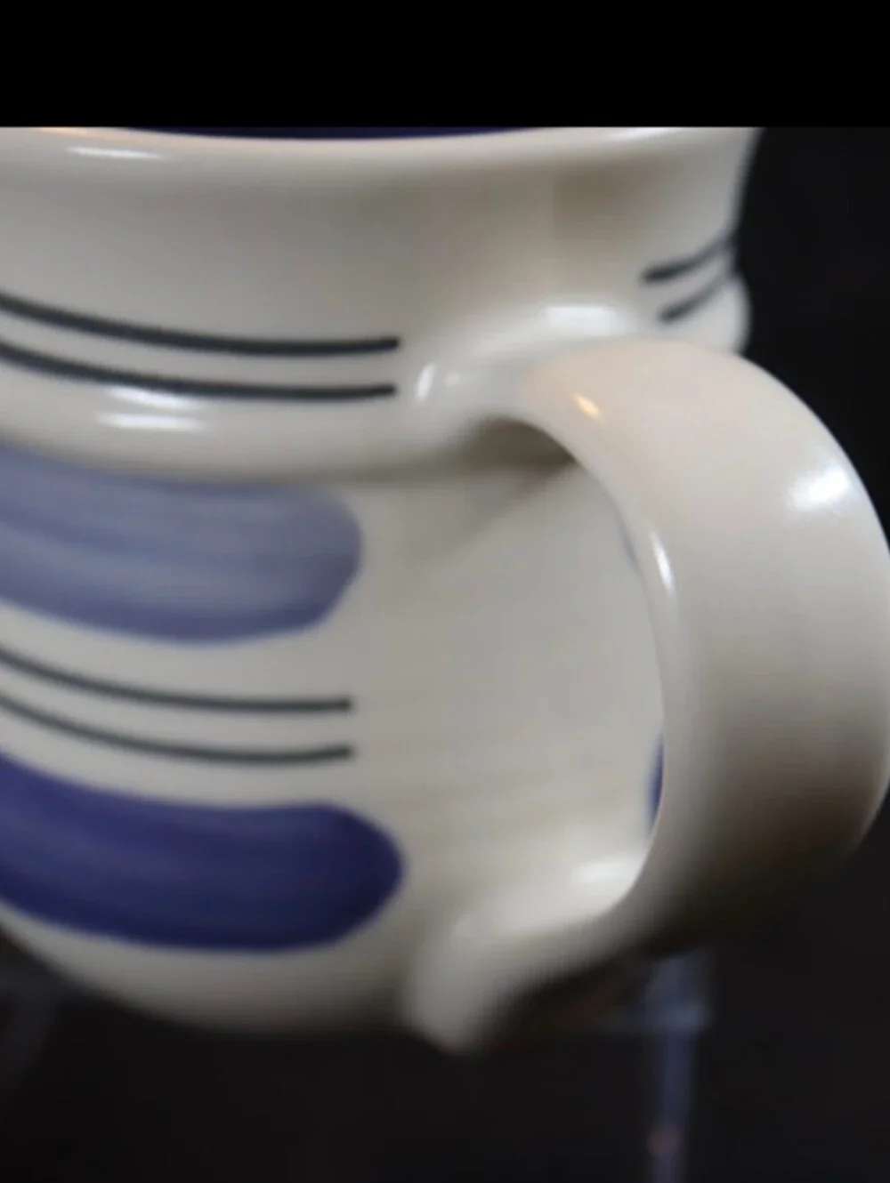 Pfalzgraff Rio Cream & Blue Striped Bands Stoneware Coffee/Tea Mug